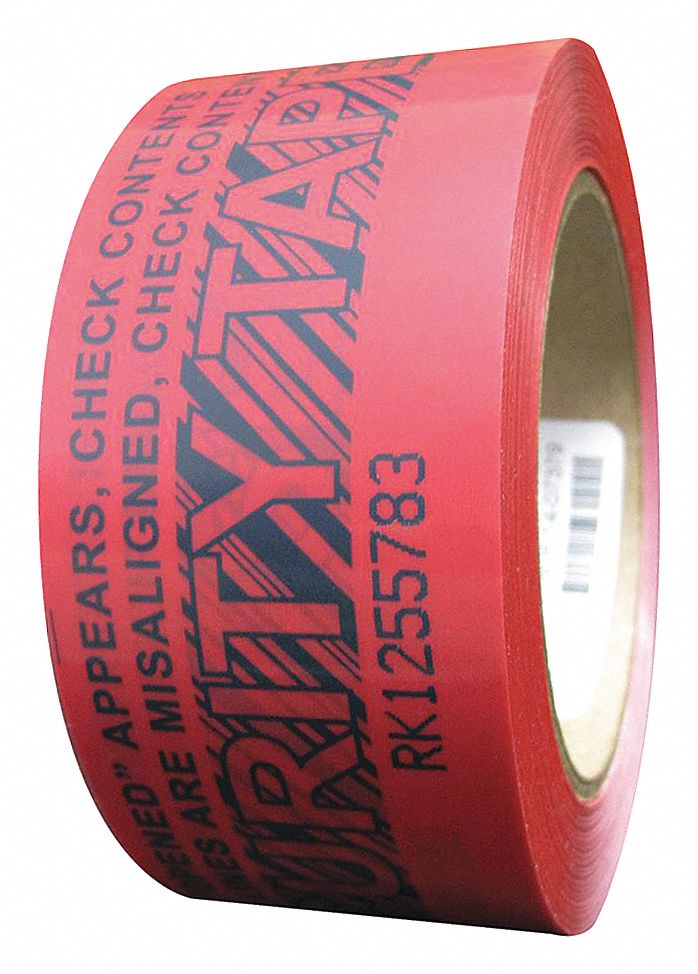Tamper Evident Tape: 2 mil Tape Thick, 2 in x 60 yd, 0.051 m x 54.9 m, Red