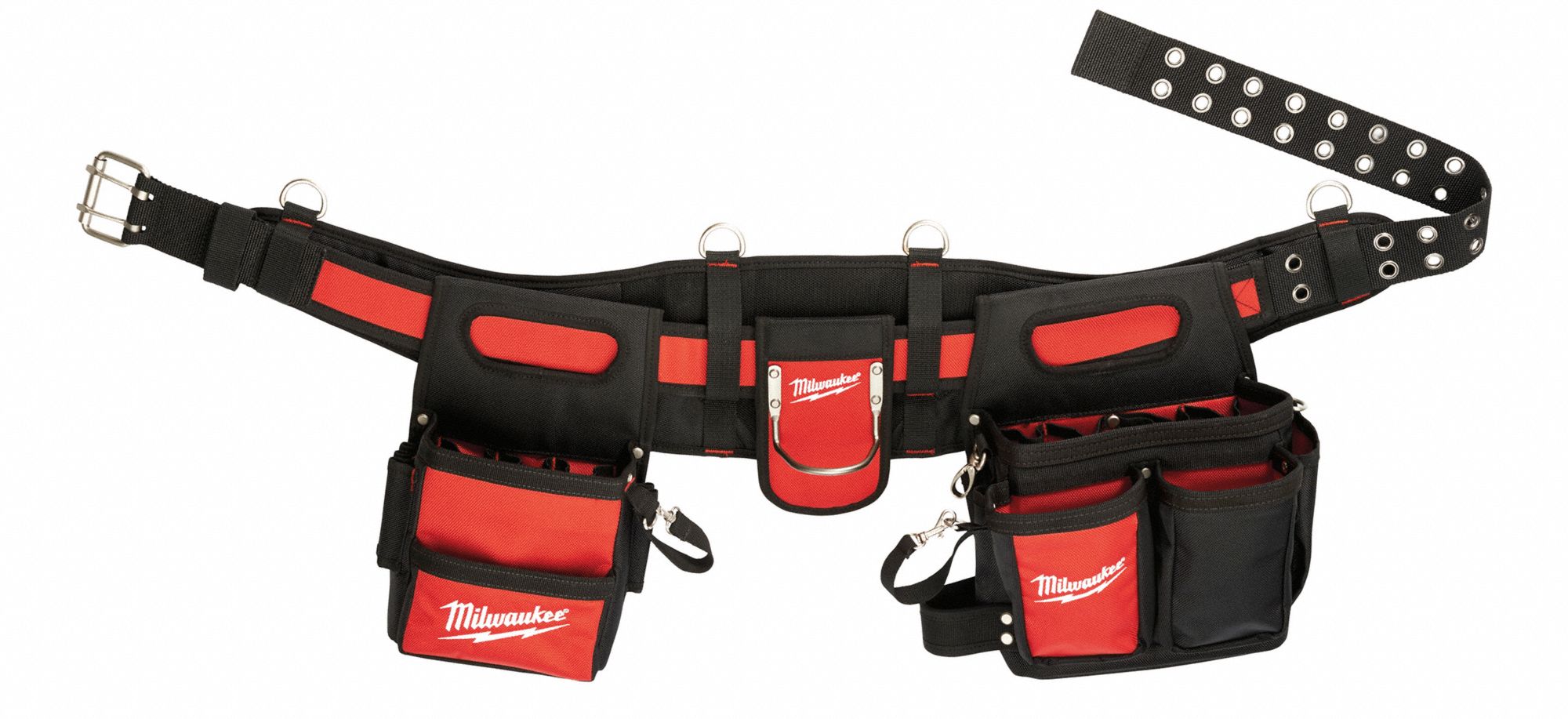 MILWAUKEE Tool Belt Nylon Electrician 29 Pockets Padded 30 in to 53 in Waist Size Black