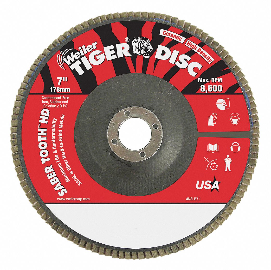 WEILER Flap Disc 7/8 in Mounting Hole Size, 60 Abrasive Grit, Medium