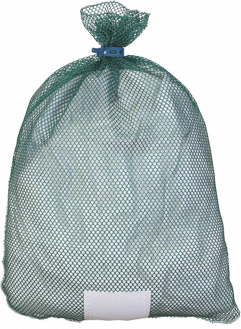 LAUNDRY BAG,GREEN,RUBBER CLOSURE,PK12