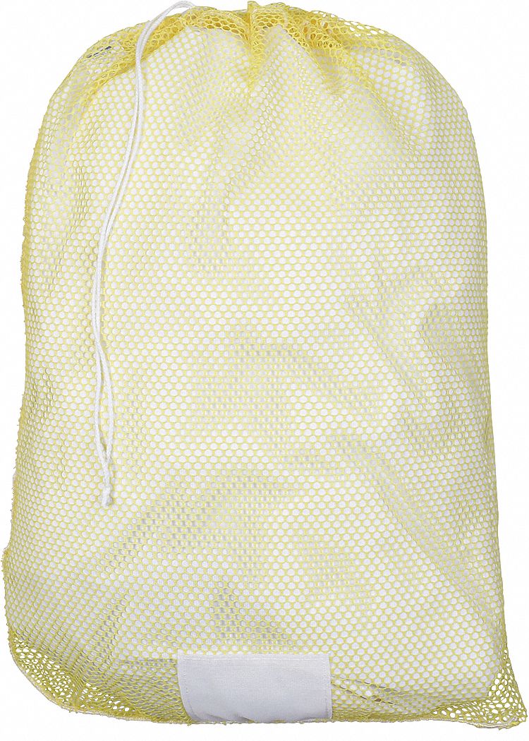 LAUNDRY BAG,YELLOW,DRAWCORD,PK12