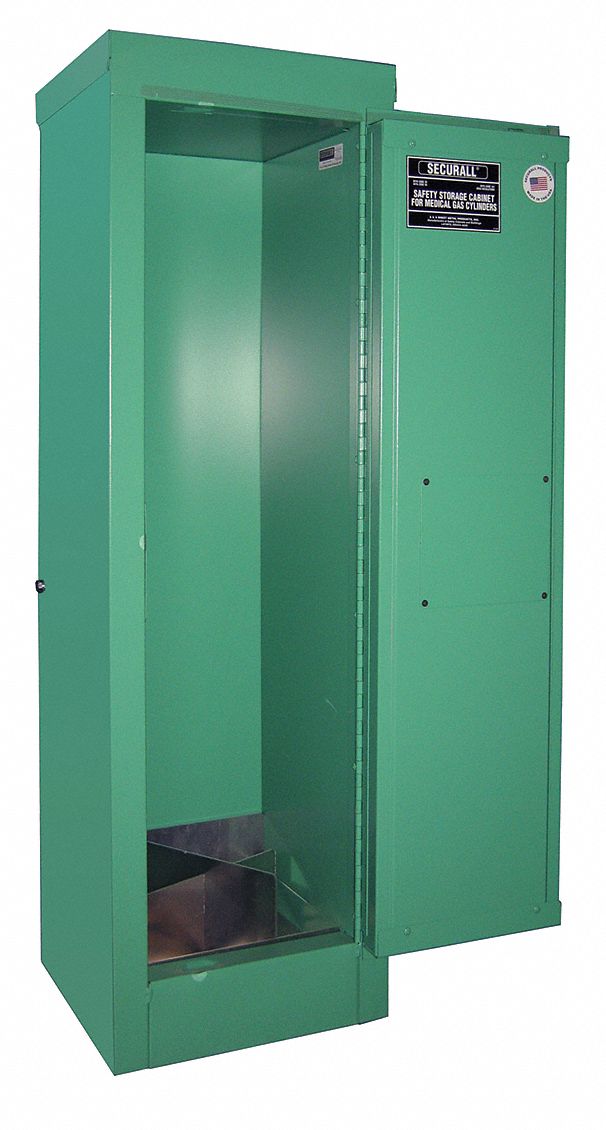Cylinder Storage Cabinet: 0 Horizontal Cylinders, 4 Vertical Cylinders, 14 in x 13 5/8 in x 44 in