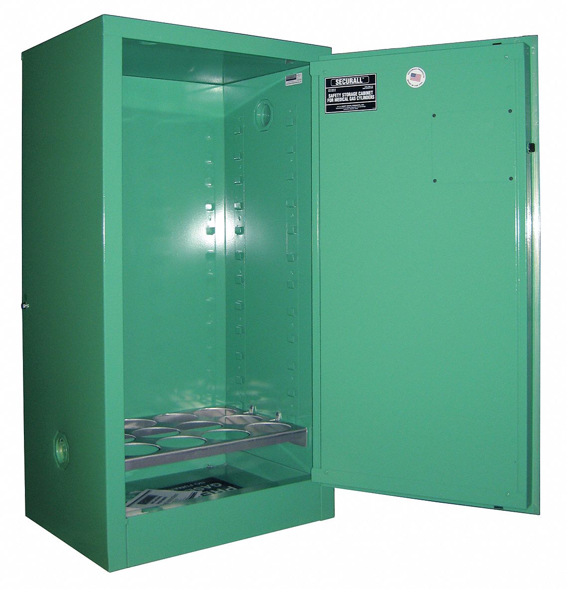 Cylinder Storage Cabinet: 0 Horizontal Cylinders, 12 Vertical Cylinders, 23 in x 18 in x 44 in