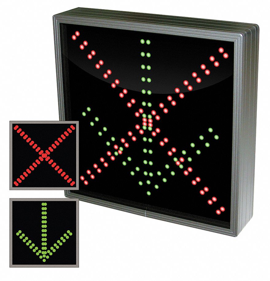 LED Parking Sign: 18 in x 18 in Nominal Sign Size, 18 in x 2 1/2 in x 18 in, Aluminum, Green/Red