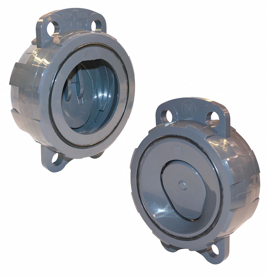 WAFER CHECK VALVE, SWING, INLINE VALVE BODY, 4 IN PIPE, WAFER, PVC, FOR WATER