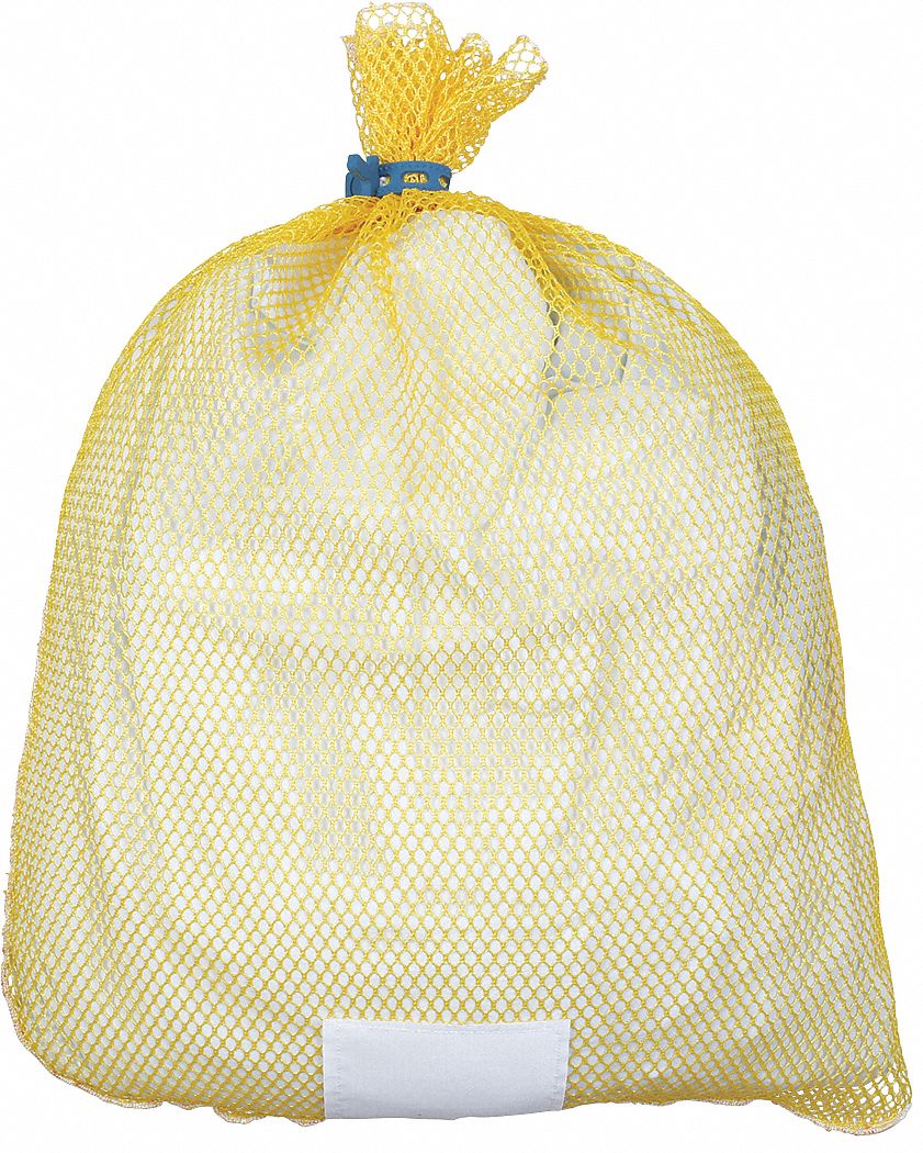 MESH LAUNDRY BAG,YELLOW,W/ CLOSURE,PK12