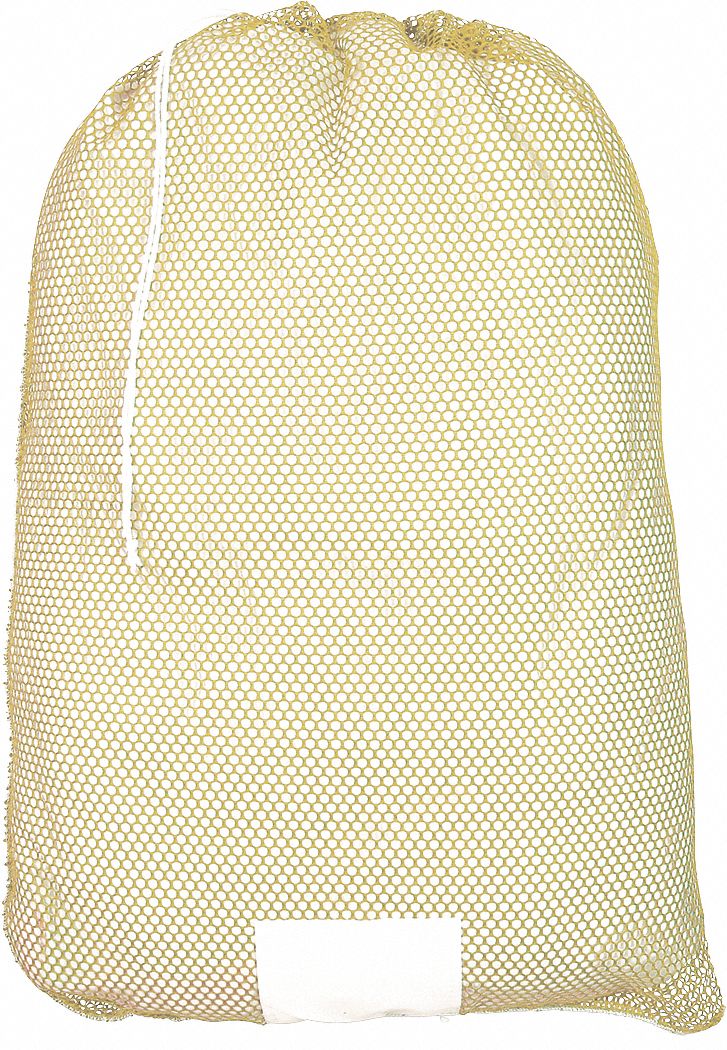 MESH LAUNDRY BAG,YELLOW,DRAWCORD,PK12