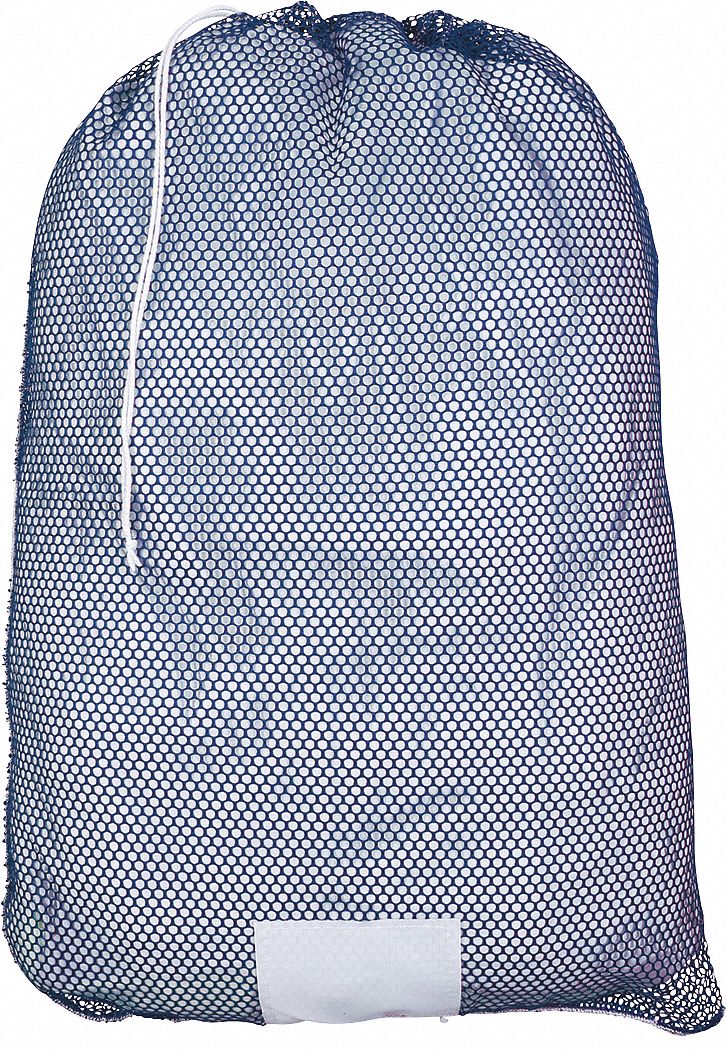 MESH LAUNDRY BAG,BLUE,SPRING LOCK,PK12