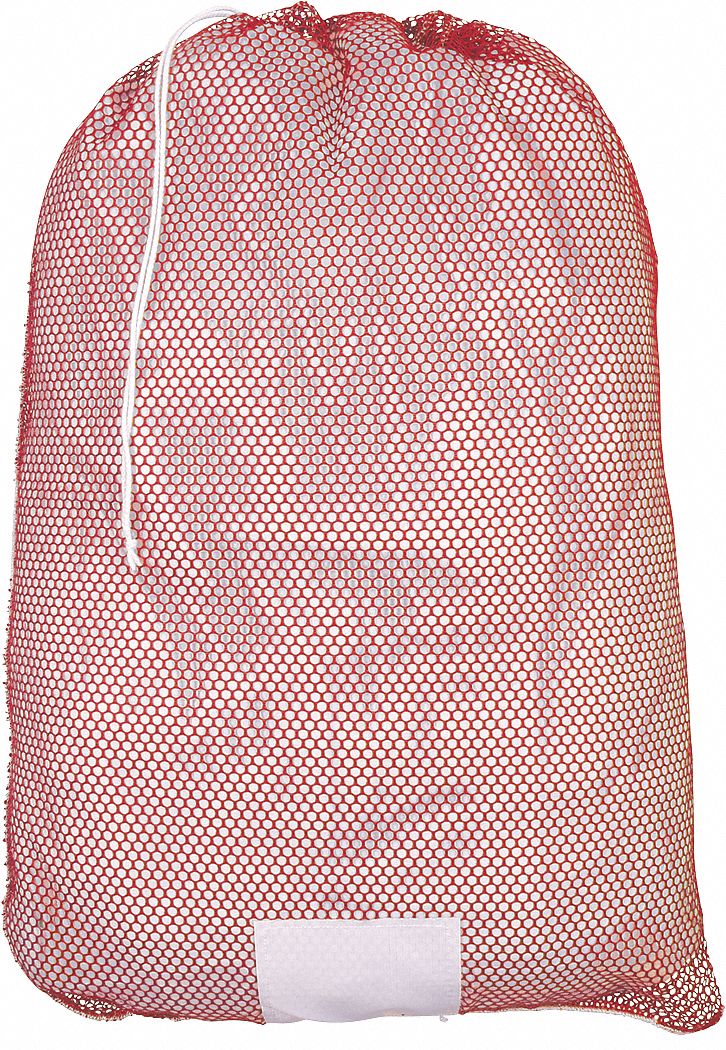 MESH LAUNDRY BAG,RED,DRAWCORD,PK12