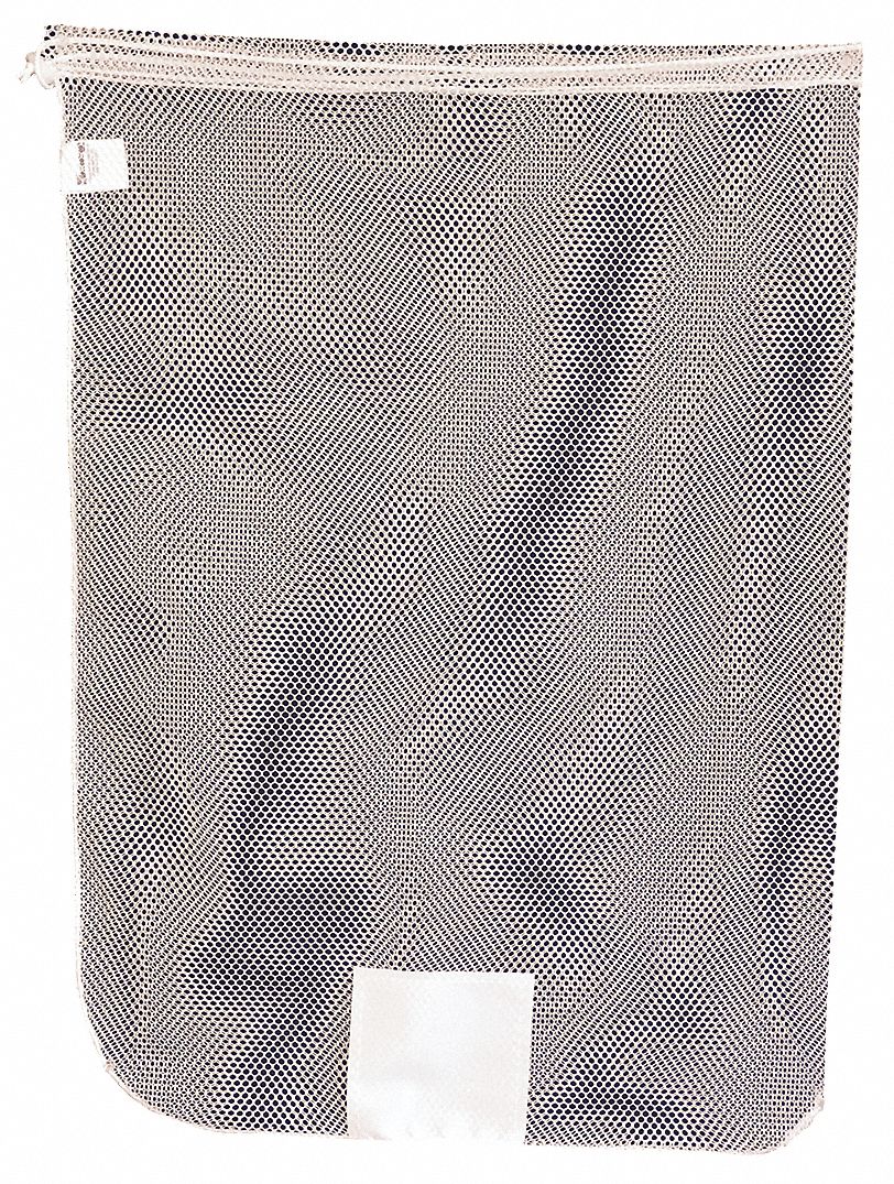MESH LAUNDRY BAG,WHITE,DRAWCORD,PK12