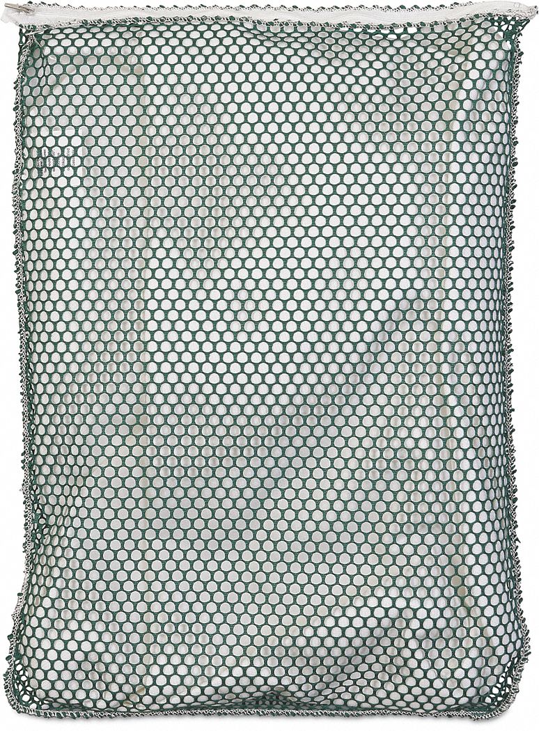 MESH LAUNDRY BAG,GREEN,WITH ZIPPER,PK12