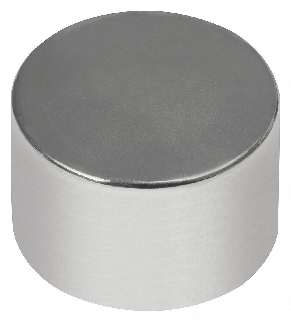 Rare Earth Magnet: Neodymium, 1/4 in Outside Dia, 0.2 in Thick, Disc Magnet, 42