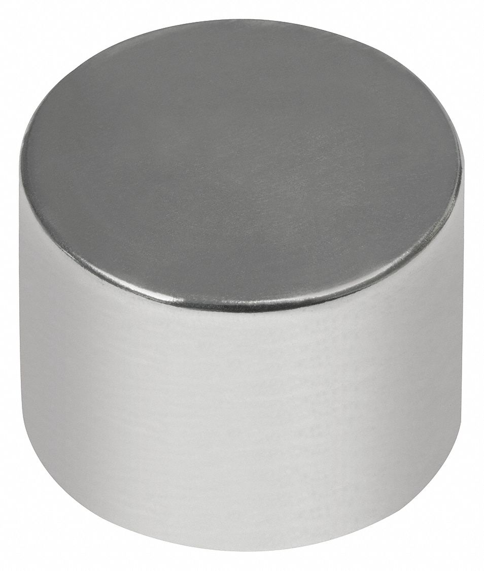 Rare Earth Magnet: Neodymium, 1/4 in Outside Dia, 0.25 in Thick, Disc Magnet, 42