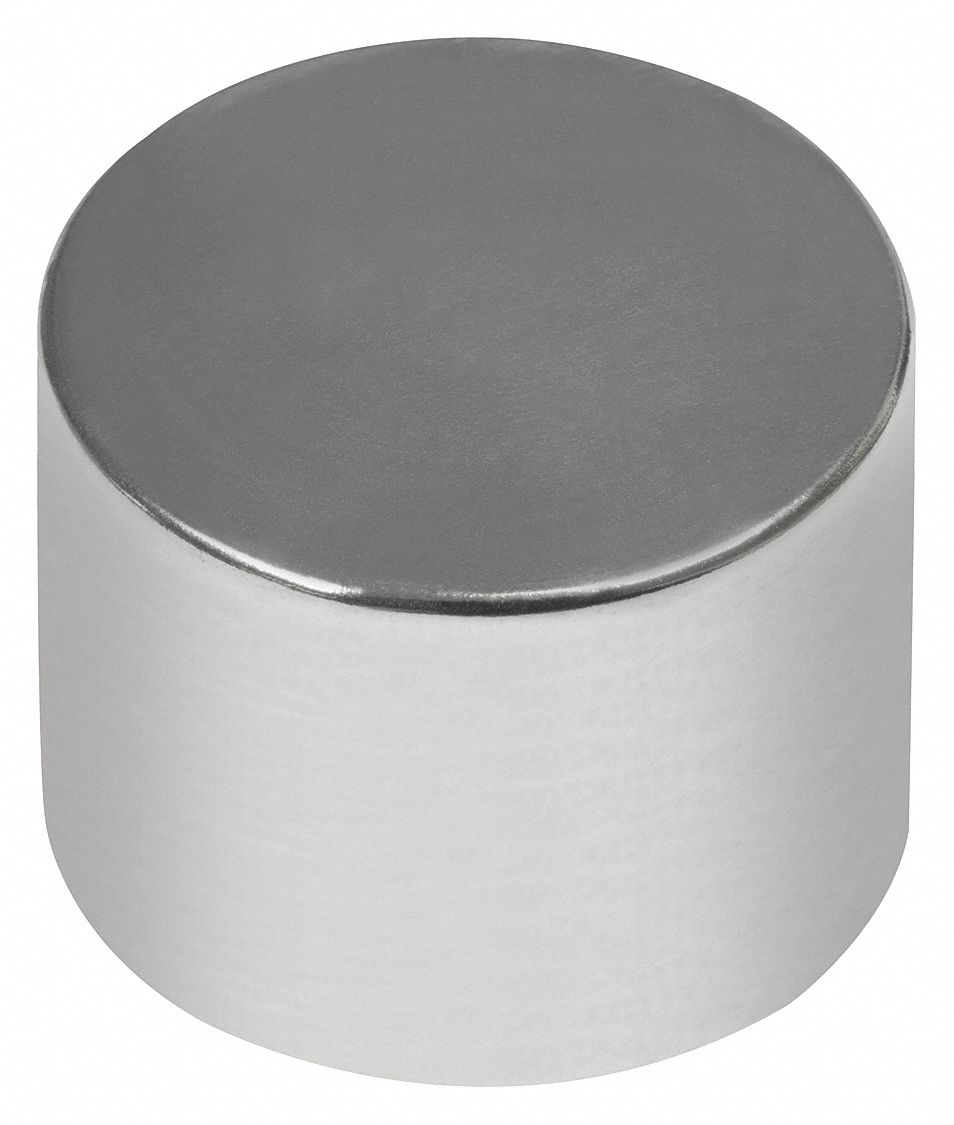 Rare Earth Magnet: Neodymium, 1/2 in Outside Dia, 0.5 in Thick, Disc Magnet, 42