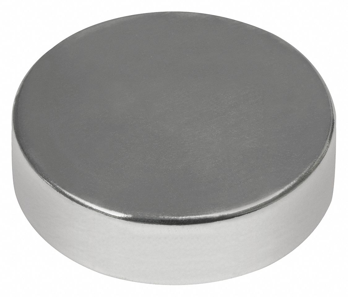 Rare Earth Magnet: Neodymium, 1/2 in Outside Dia, 0.187 in Thick, Disc Magnet, 42