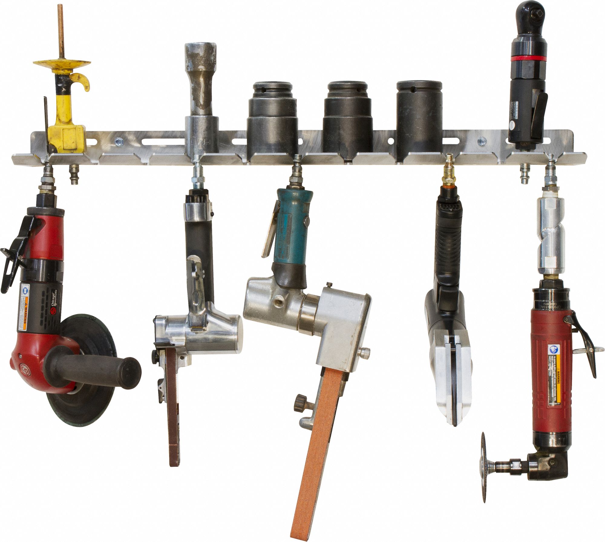 MAGMATE Air Tool Holder Rack, 1/4 in Air Tool Male Couplers, Sockets
