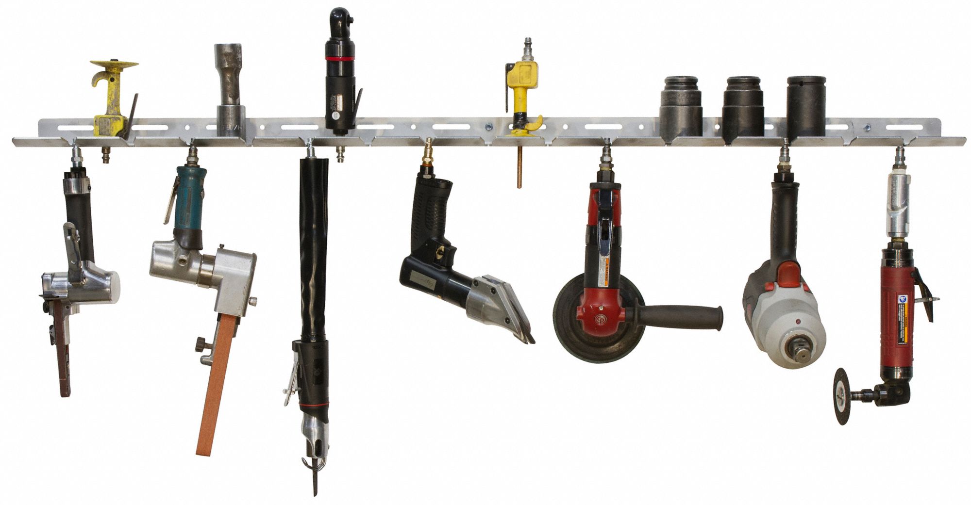 MAGMATE Air Tool Holder Rack, 1/4 in Air Tool Male Couplers, Sockets