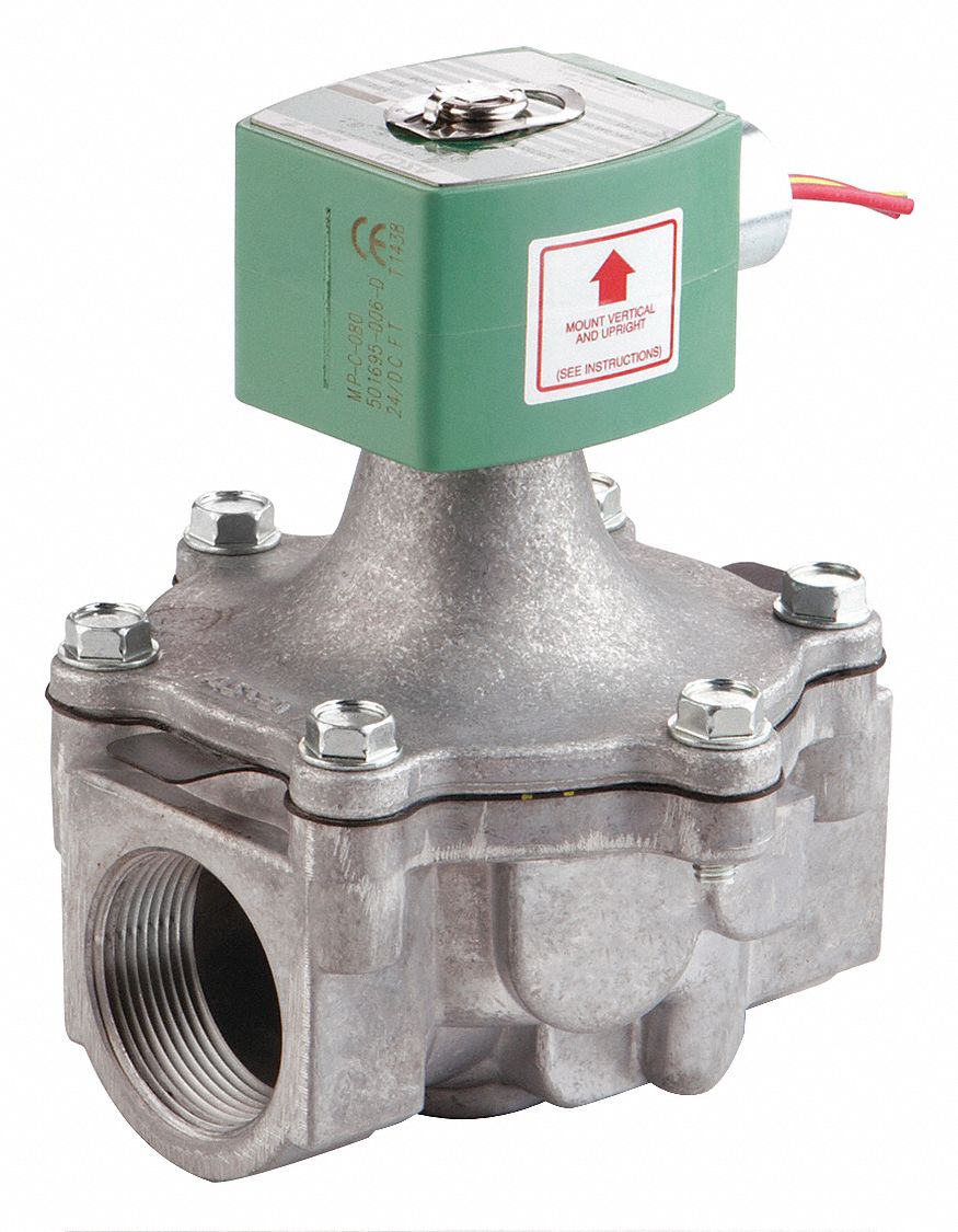 SOLENOID VALVE: 2-WAY, NORMALLY CLOSED, 2 IN PIPE SIZE, 24V DC, HIGH FLOW, ALUMINUM BODY