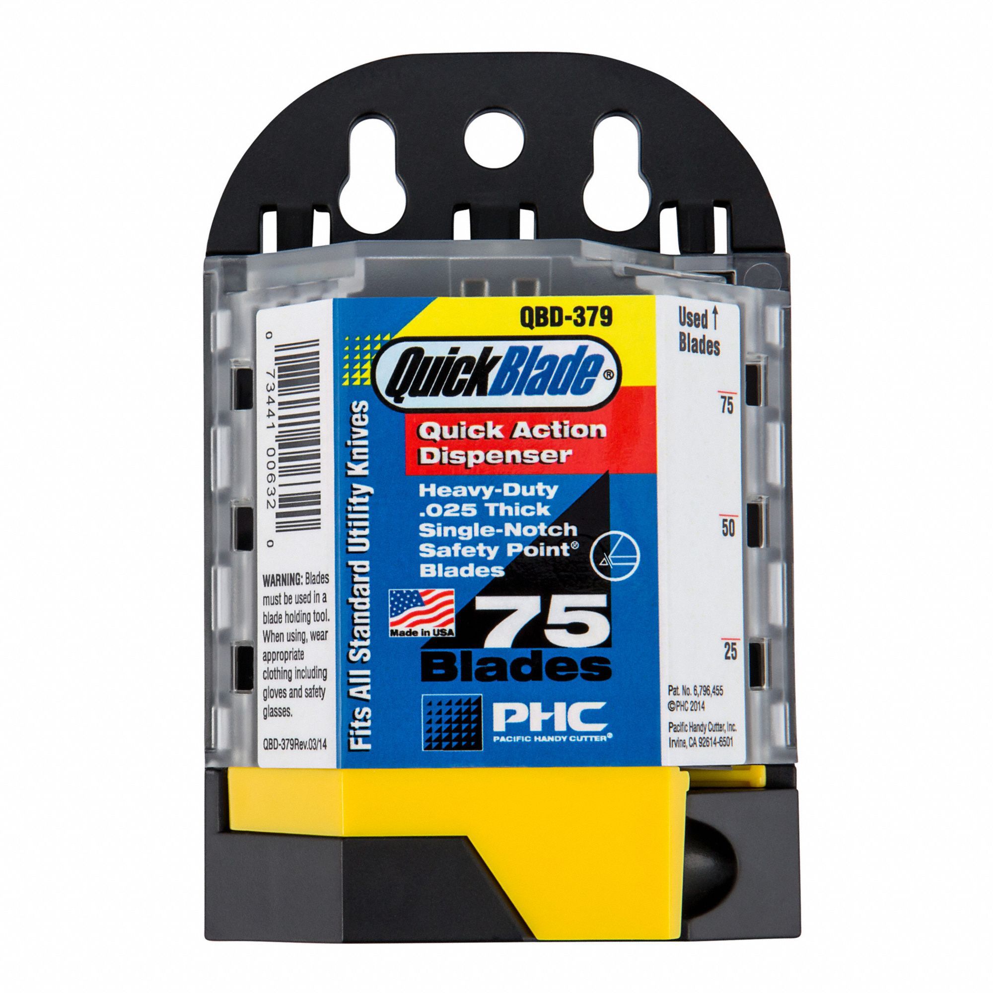 UTILITY KNIFE BLADE,2 1/4 IN L,PK75