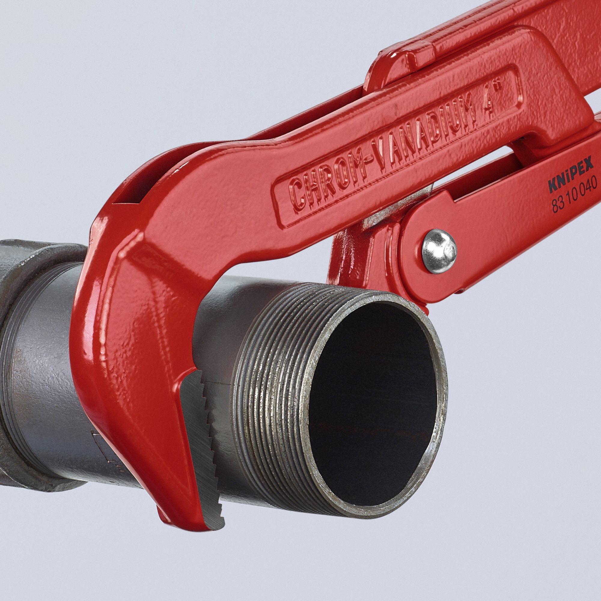 KNIPEX Pipe Wrench Alloy Steel, 5 1/8 in Jaw Capacity, Serrated, 29 in