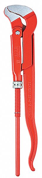 Pipe Wrench: Alloy Steel, 1 5/8 in Jaw Capacity, Serrated, 12 in Overall Lg, I-Beam