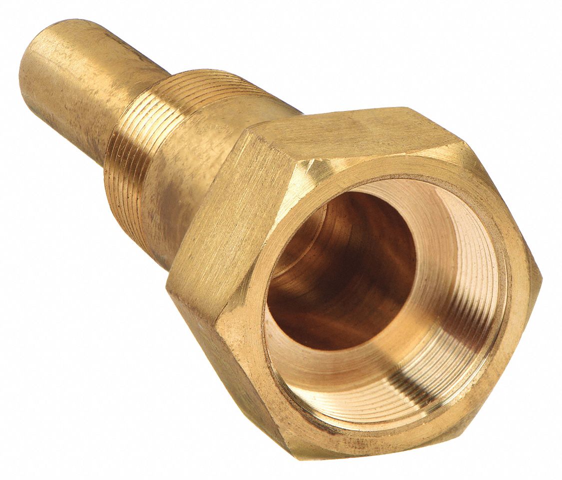 Brass, 3/4 in MNPT, Threaded Thermowell 38VL16TIW03LF Grainger
