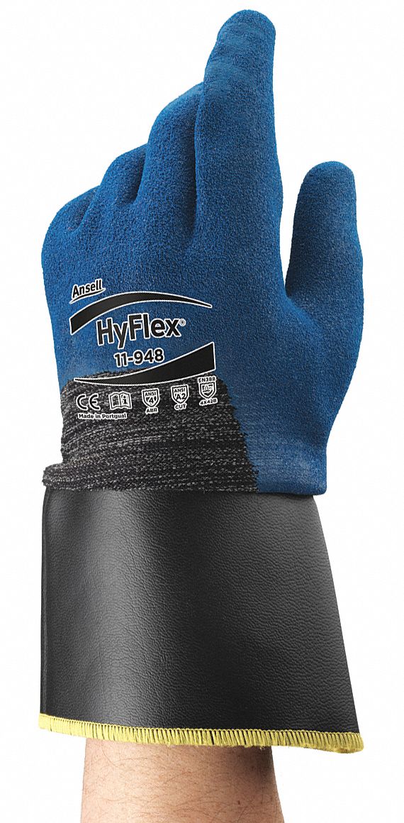 CUT-RESISTANT GLOVES, 13-GAUGE/SC, SIZE 10, BLACK/BLUE, NITRILE