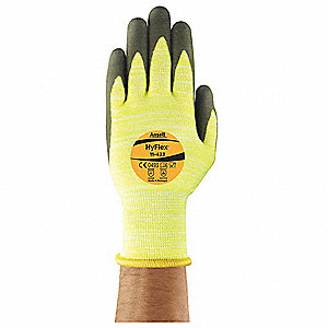 HI-VIS CUT-RESISTANT GLOVES, SIZE 11, YELLOW/GREY, SYNTHETIC PALM, PAIR