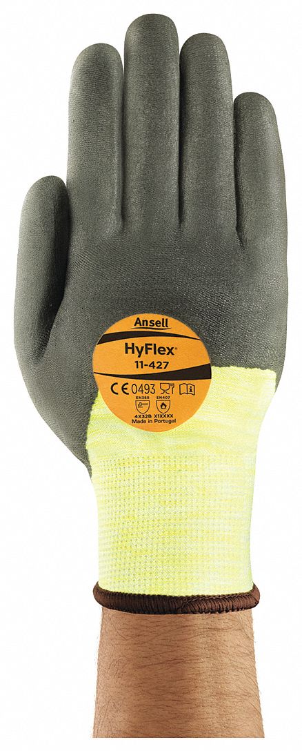 GANTS RÉSIST COUPURES HTE VIS,CAL 13,TL 10,JNE/GRIS,TRICT/SYNTHÉTIQ/ÉLASTIQ TECHCOR,PR