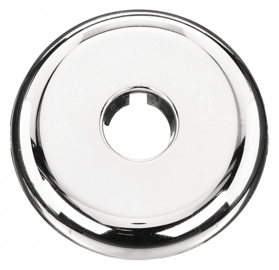 Split Flange: Plastic, Chrome-Plated, 1/2 in Fits Pipe Size, Push-In