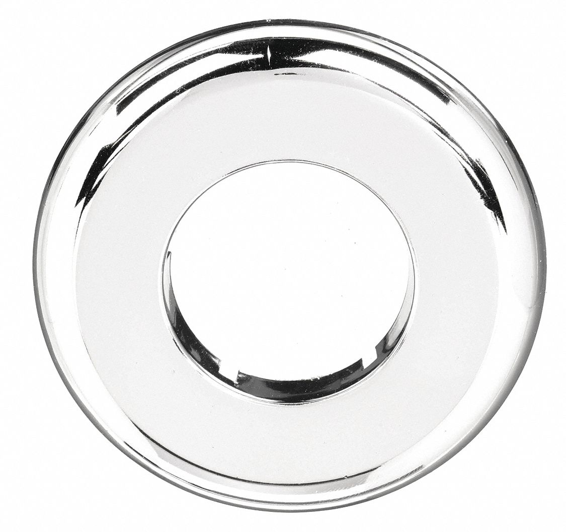 Split Flange: Plastic, Chrome-Plated, 1 1/4 in Fits Pipe Size, Threaded
