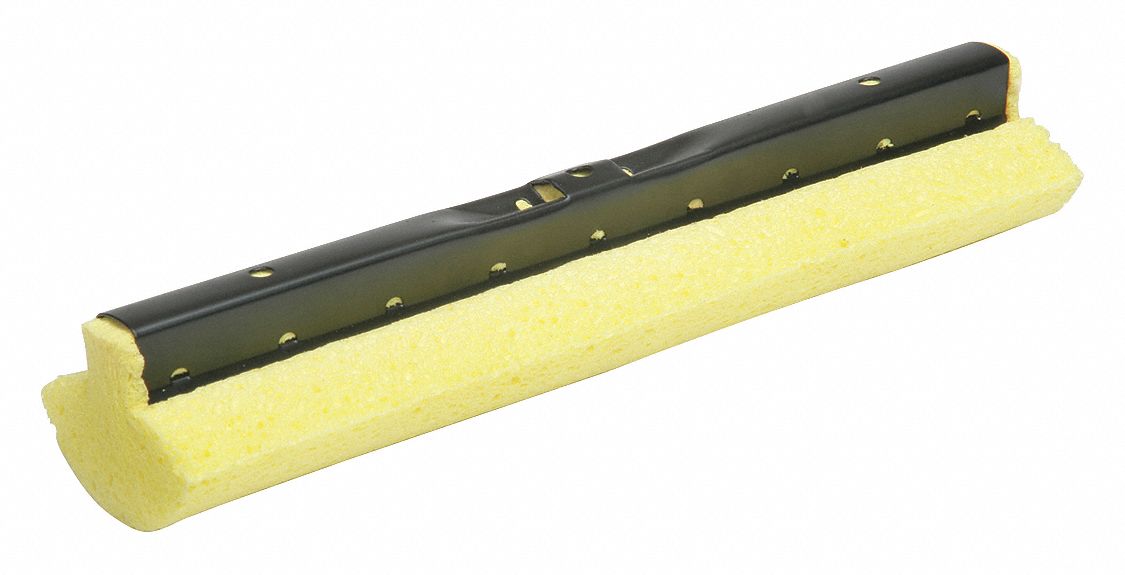 Mop Head: Snap-On Connection, 12 in Mop Head Wd, 4 in Mop Head Dp, Yellow, Cellulose