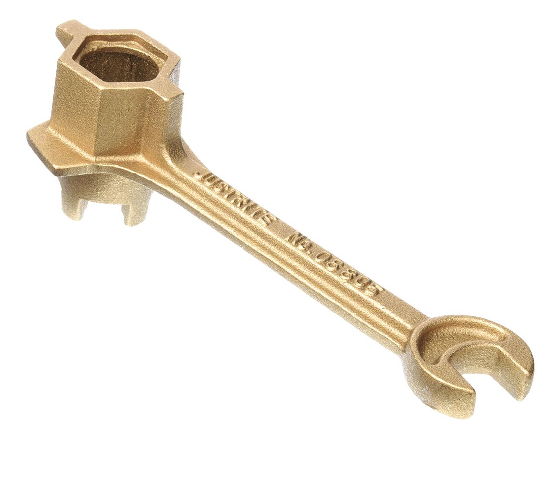 Justrite Brass Alloy Drum Bung Wrench, Fits 3/4" and 2" Bungs Brass