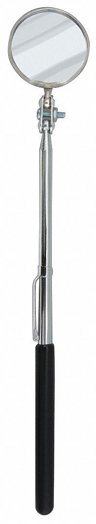 Inspection Mirror: 1 1/4 in Dia Mirror Size, Mirr. Mat. Glass, Mirr. Shp. Round