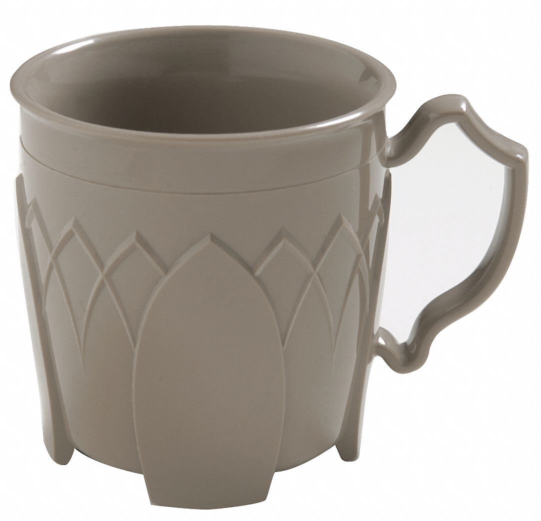 Mug: Fenwick, Plastic, 8 fl oz Capacity, Latte, 3 1/2 in Dia, Brown