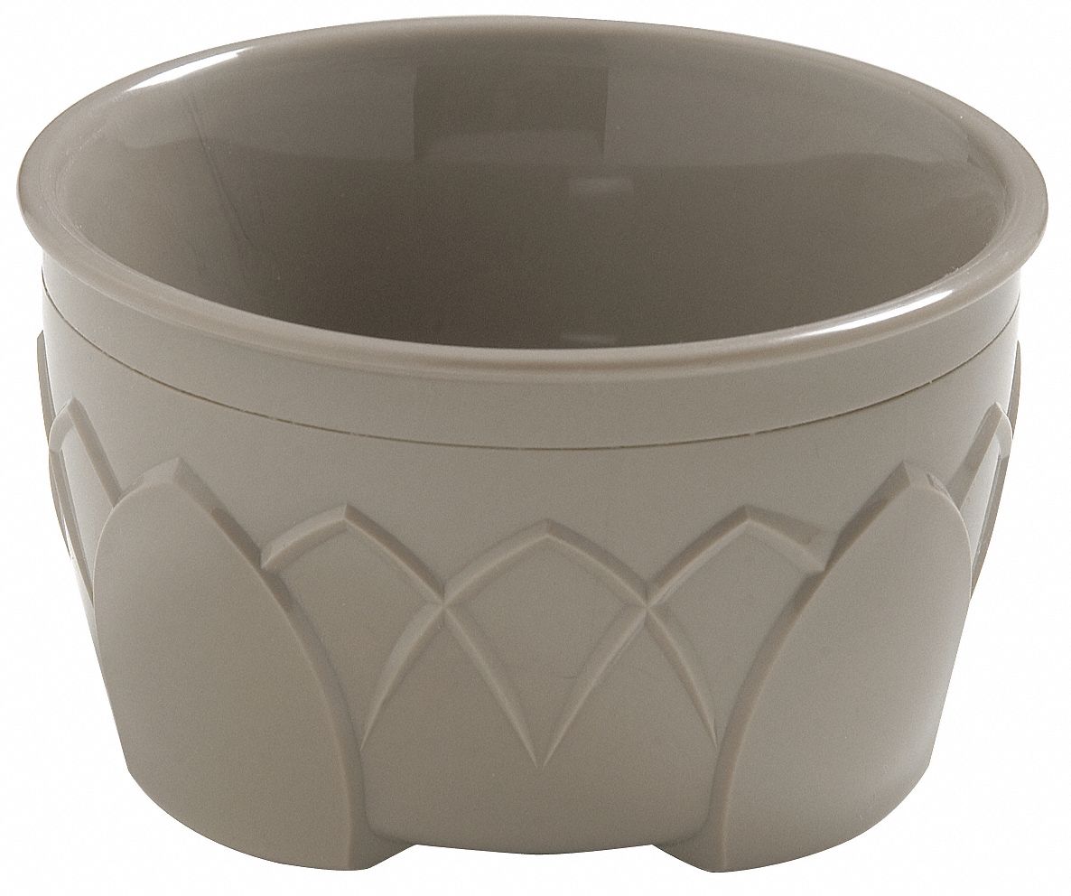Large Bowl: Fenwick, Polypropylene, 9 oz Capacity, Latte, 4 1/2 in Dia, Brown