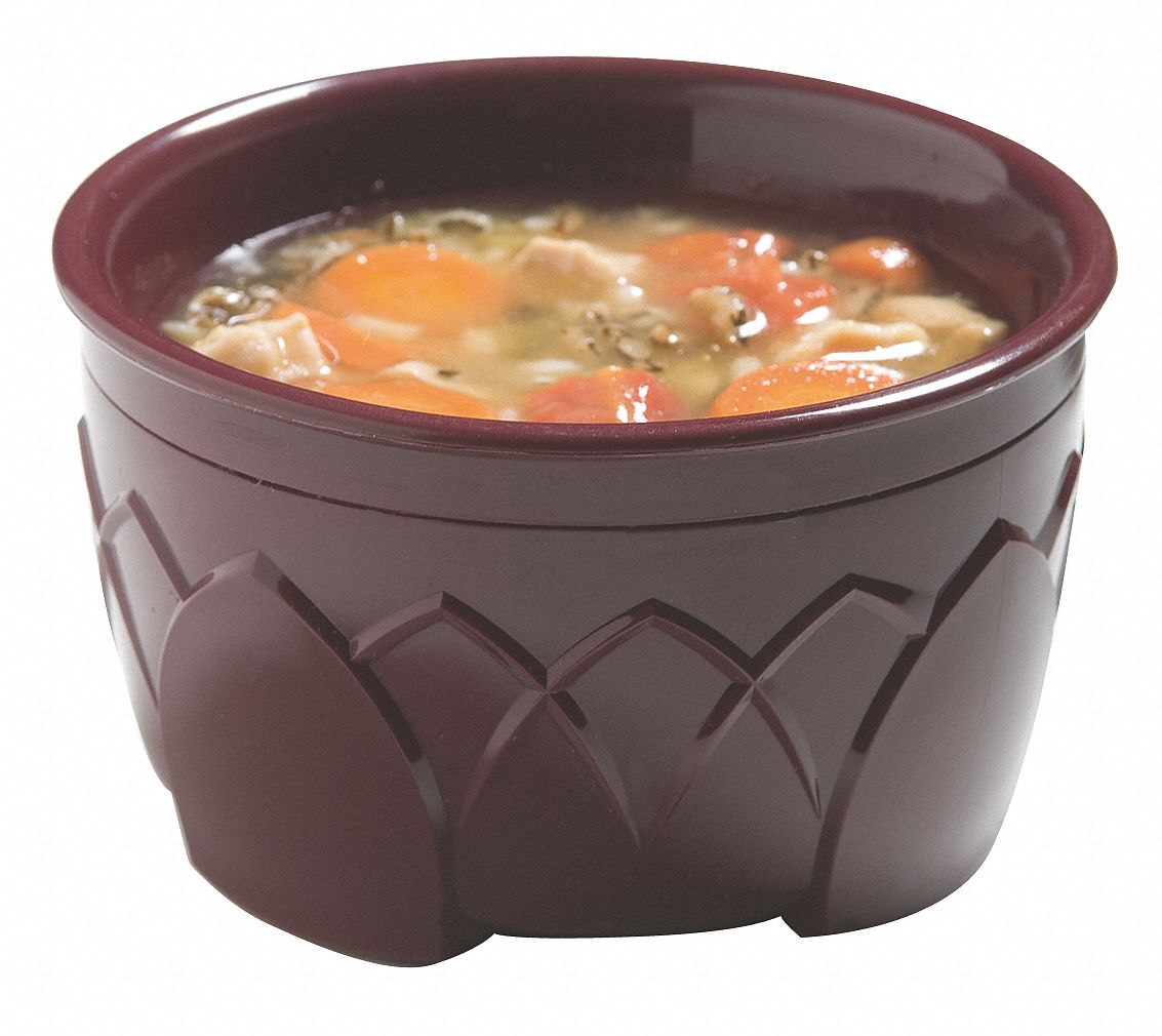 Large Bowl: Fenwick, Polypropylene, 9 oz Capacity, Cranberry, 4 1/2 in Dia, Red