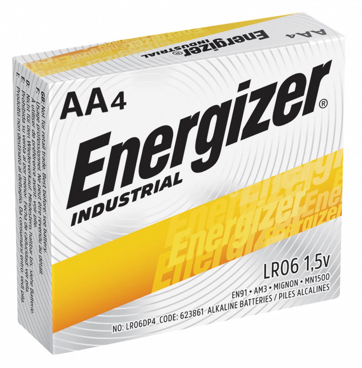 ENERGIZER Industrial, AA Battery, Alkaline, Everyday, 1.5V DC, PK 24