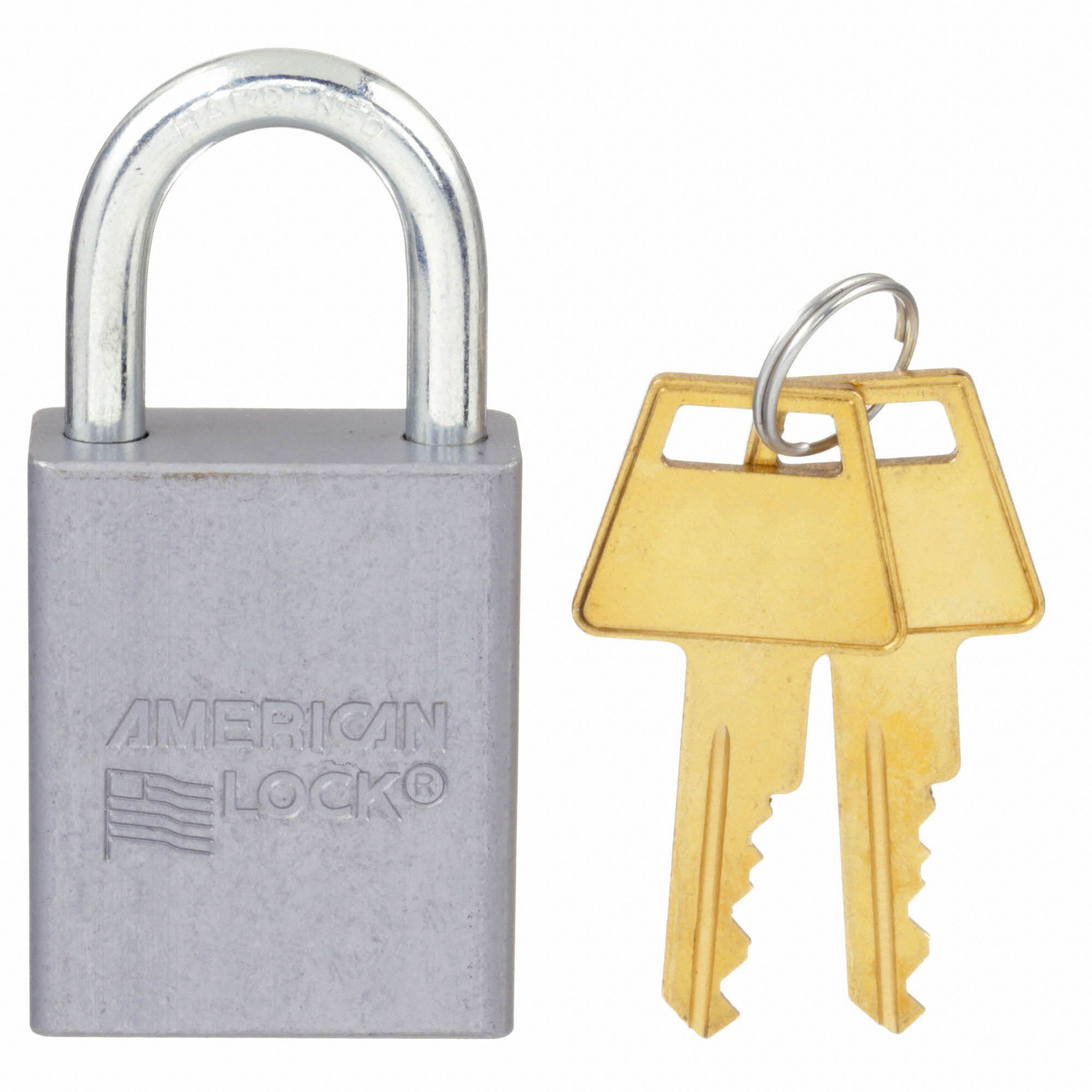 AMERICAN LOCK Lockout Padlock Aluminum Body, 1 in Shackle Ht, Hardened