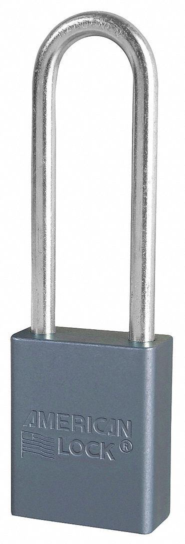 KEYED PADLOCK,3/4 IN,RECTANGLE,GRAY
