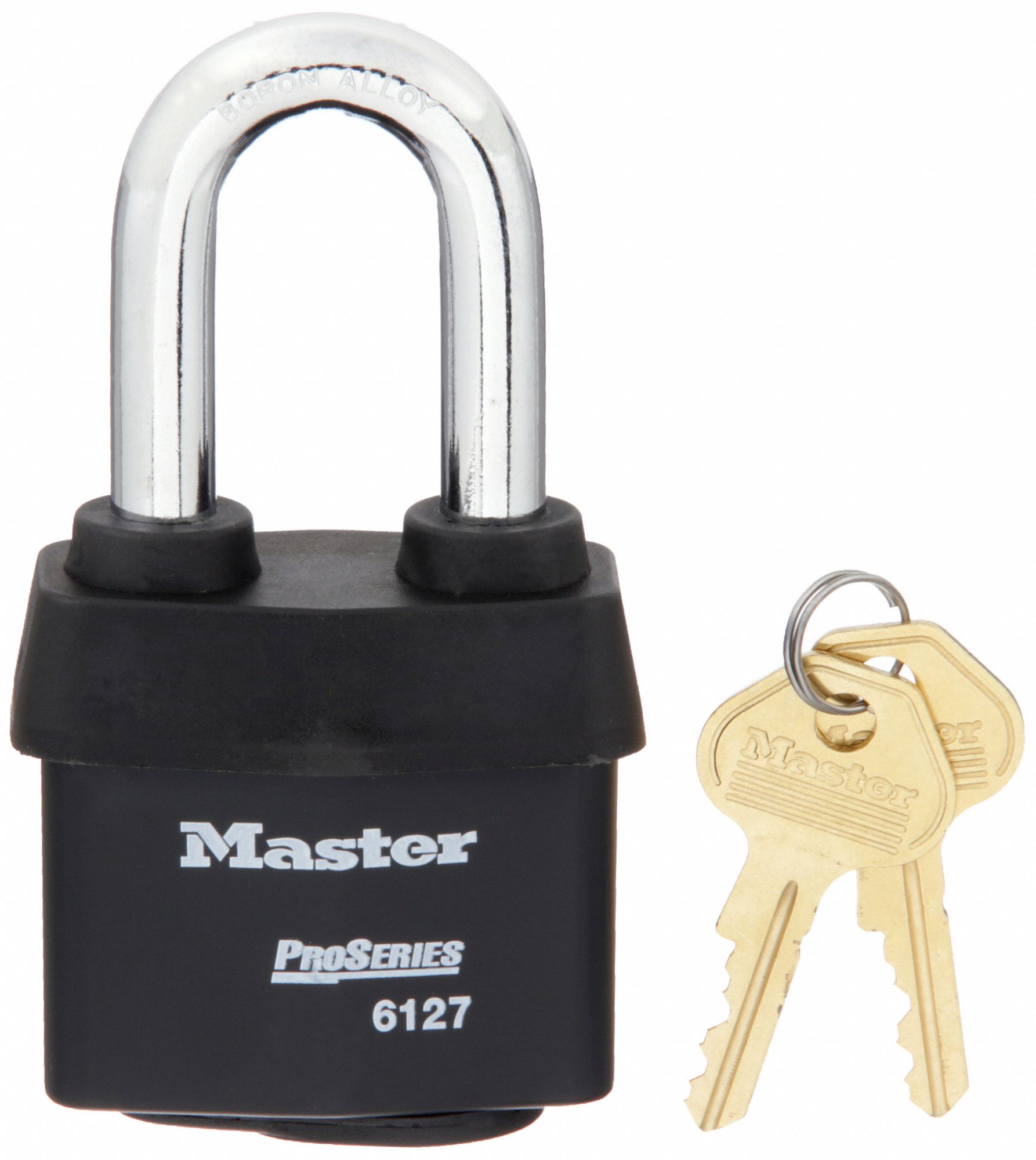 KEYED PADLOCK, 1 7/8 IN VERTICAL SHACKLE CLEARANCE, 7/8 IN HORIZONTAL SHACKLE CLEARANCE, 5 PINS, BORON, BLACK
