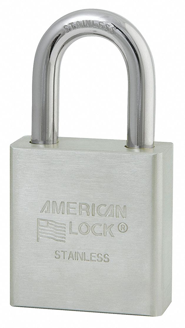 AMERICAN LOCK Keyed Alike, Padlock, Stainless Steel, Shackle Type