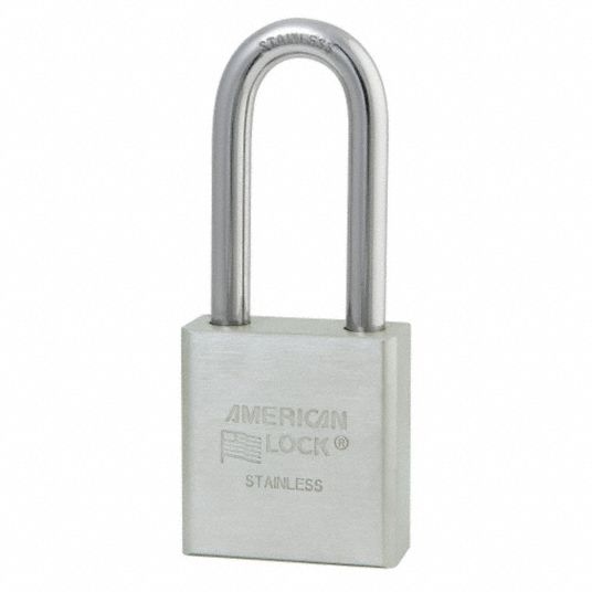 AMERICAN LOCK Keyed Alike, Padlock, Stainless Steel, Shackle Type Long