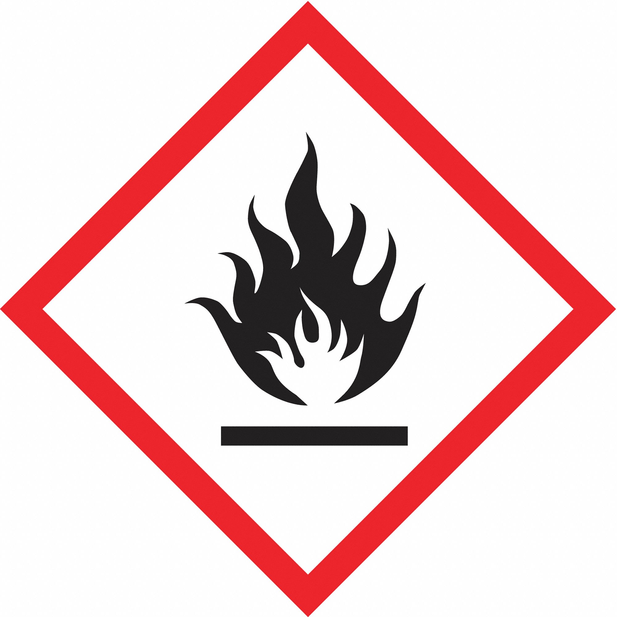 LABEL, FLAME PICTOGRAM, BLACK, 2 IN H, 2 IN W, 3.6 MIL THICK, DIAMOND, NON-REFLECTIVE, NO TEXT