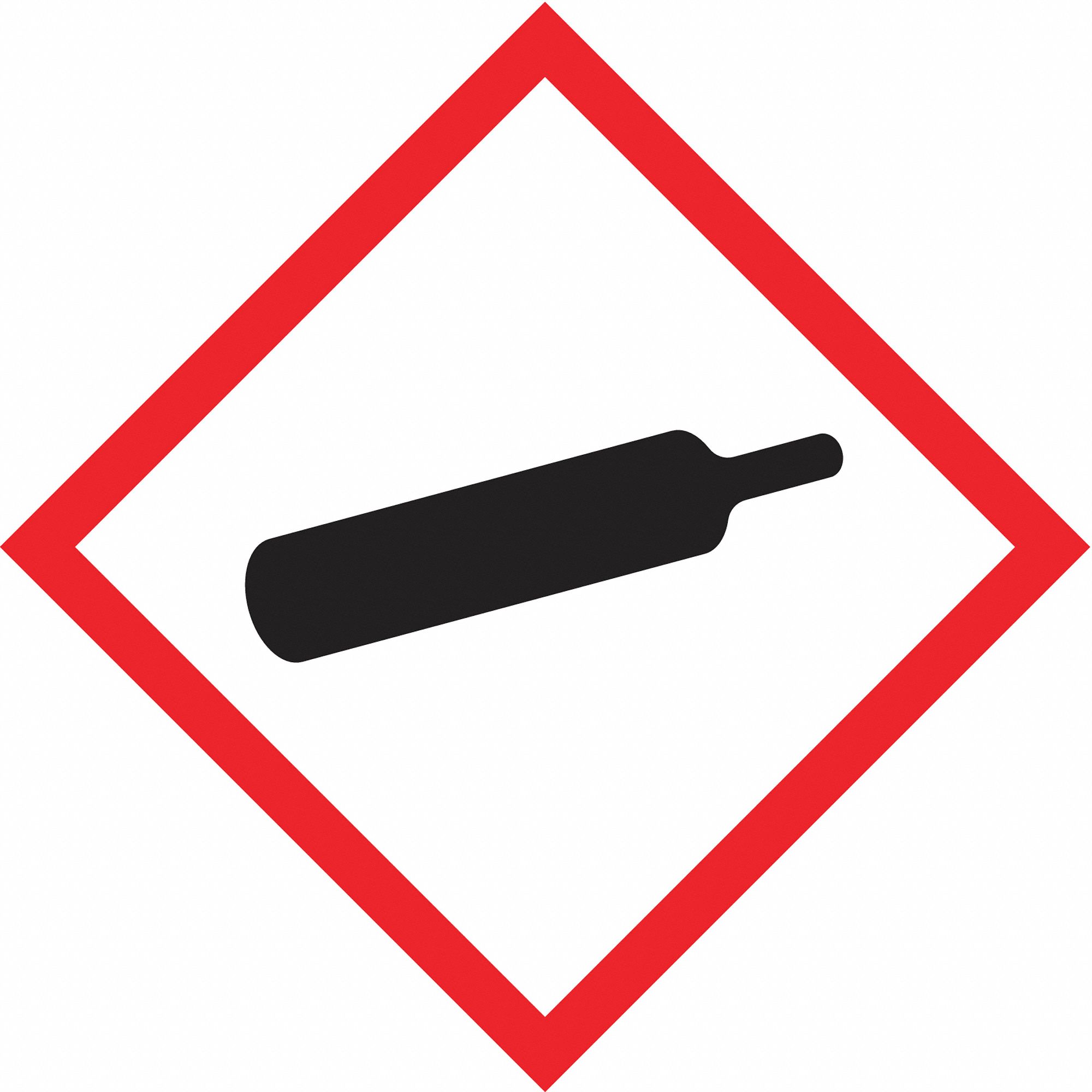 LABEL, GAS CYLINDER PICTOGRAM, BLACK, 2 IN H, 2 IN W, 2.6 MIL THICK, DIAMOND, NON-REFLECTIVE, POLYESTER, 250 PK