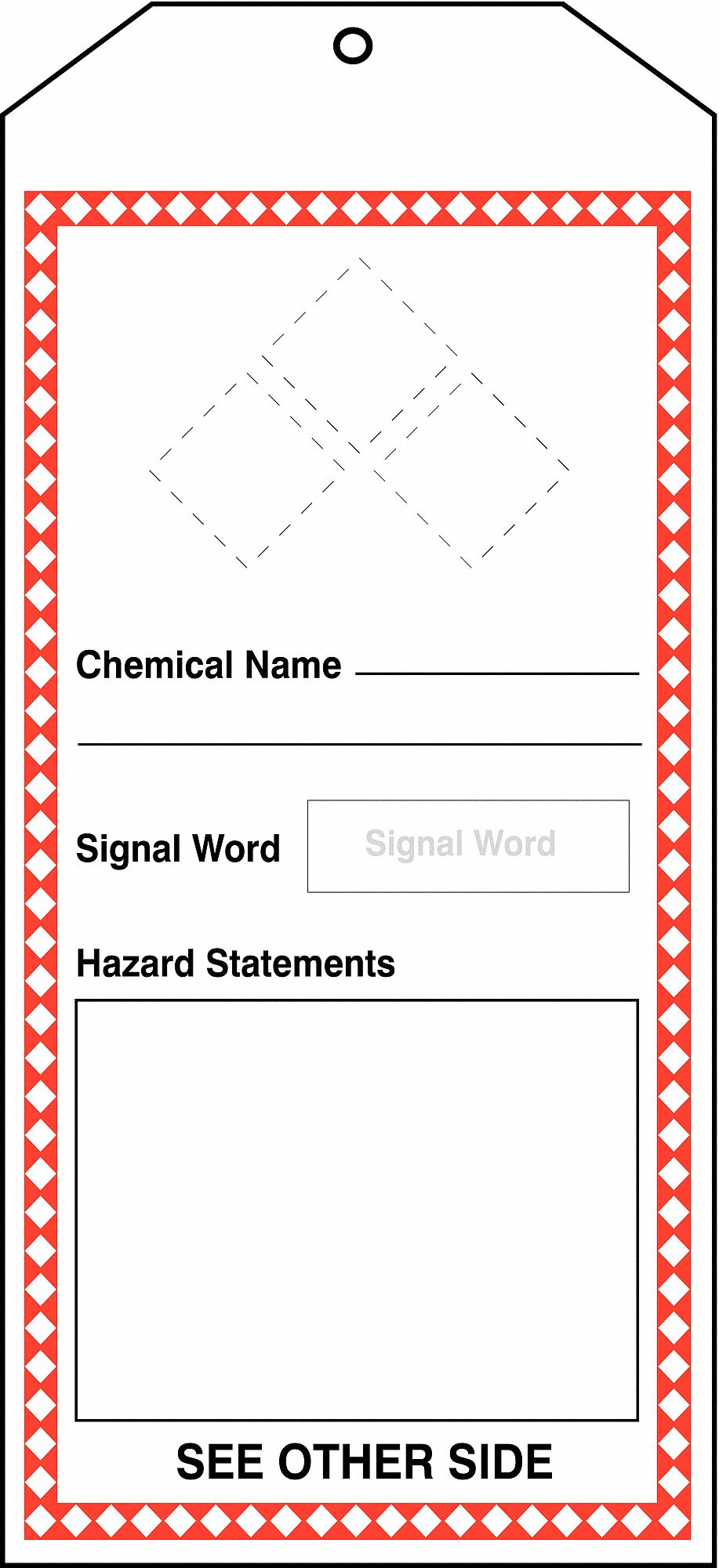 38W953 - GHS Tags Chemical Name 8-1/2x3-7/8In PK5