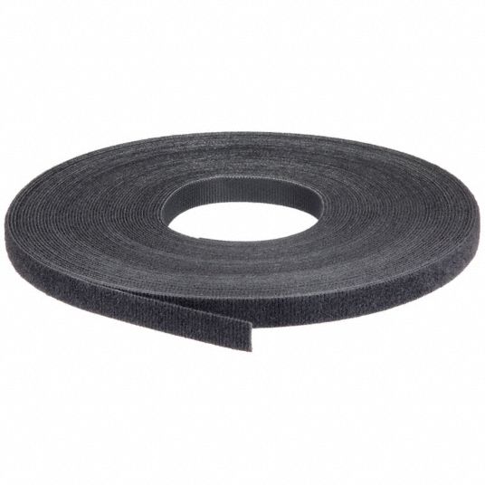 VELCRO BRAND Hook-and-Loop Cable Tie Roll: 75 ft Lg, 0.5 in Wd, 29 lb  Tensile Strength, Black