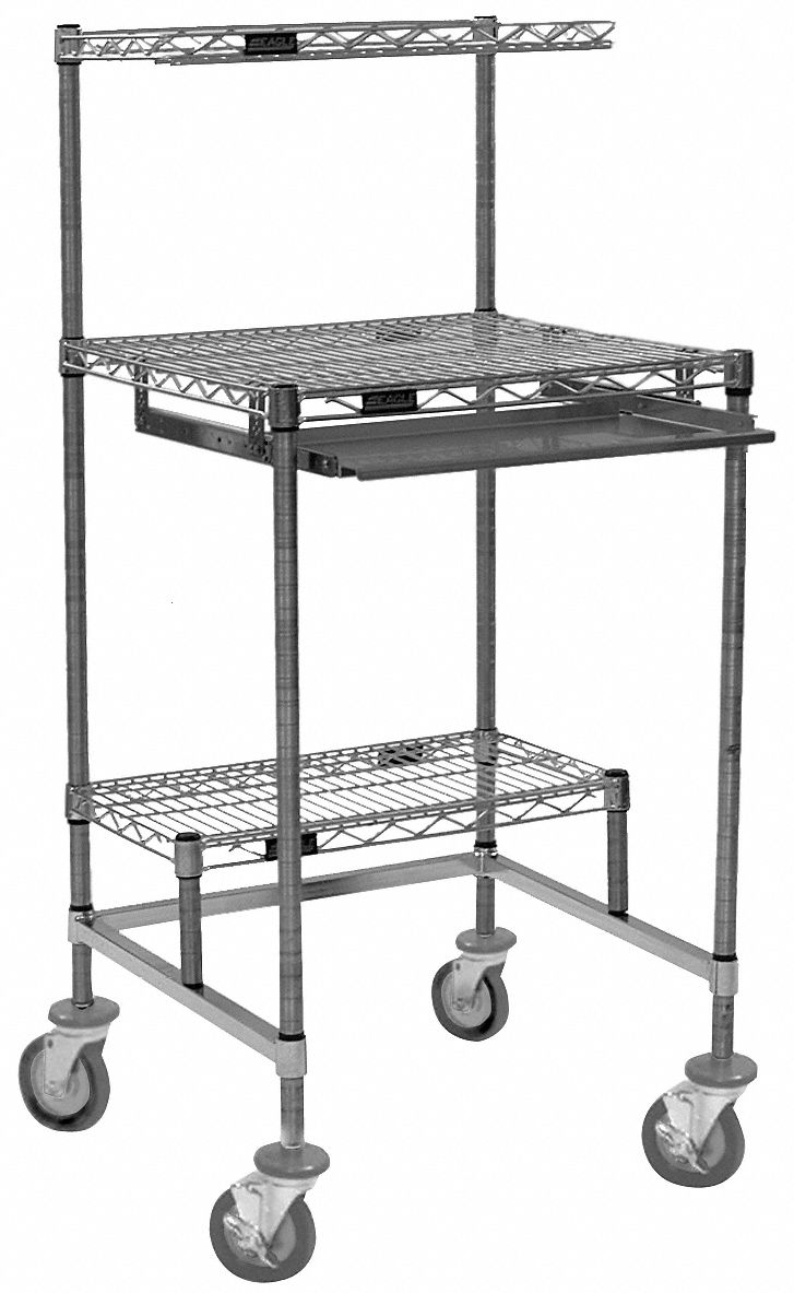 Mobile Computer Workstation, 800 lb Load Capacity - Grainger