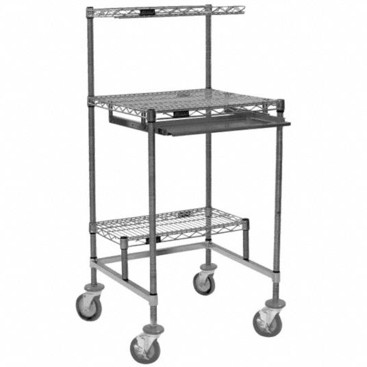 Mobile Computer Workstation, 800 lb Load Capacity - Grainger