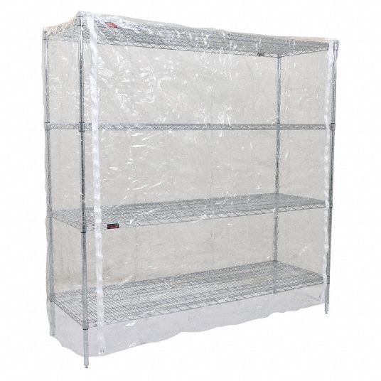 EAGLE GROUP Zipper Transparent Vinyl Cover for Wire Shelf & Utility Carts, Vinyl, Clear 38X450
